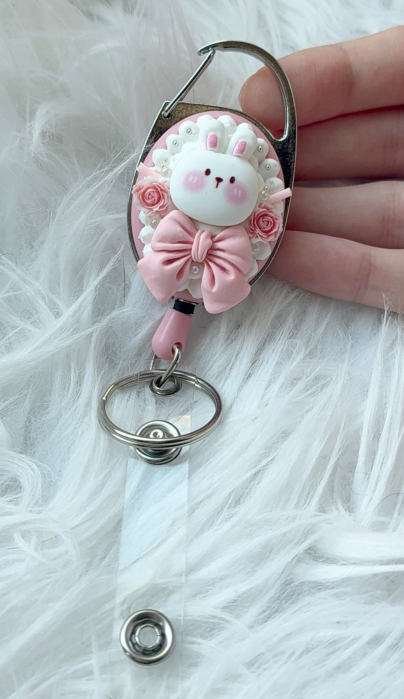 Badge Reel - Pink Bunny