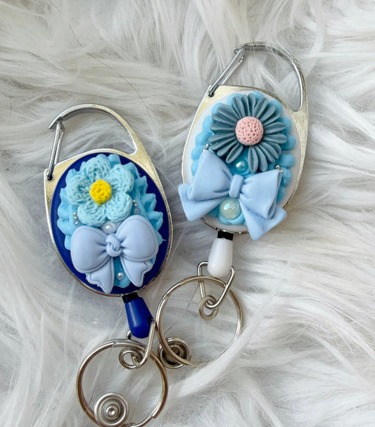 Badge Reel - Blue Floral