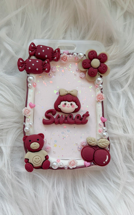 Card Holder - Wine Red Bunny