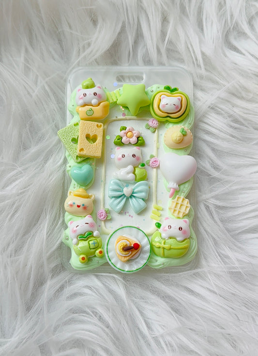 Card Holder - Green Kitty
